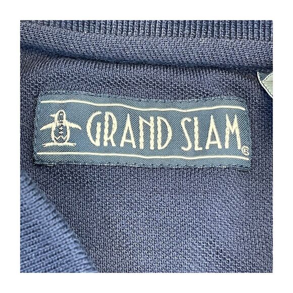 Grand Slam Polo Shirt Men Medium Blue Ivory Printed Cotton Collared Short Sleeve - Picture 7 of 8